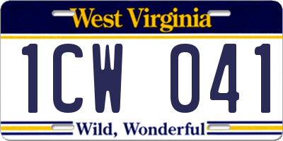 WV license plate 1CW041