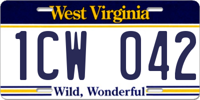 WV license plate 1CW042