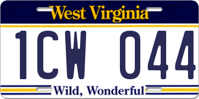 WV license plate 1CW044