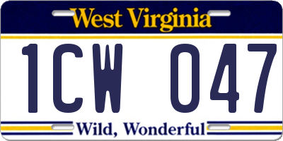 WV license plate 1CW047