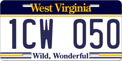 WV license plate 1CW050