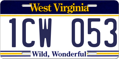 WV license plate 1CW053