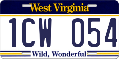 WV license plate 1CW054