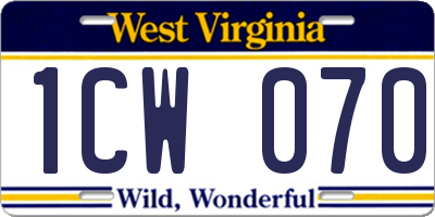 WV license plate 1CW070