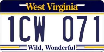 WV license plate 1CW071
