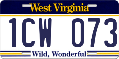 WV license plate 1CW073