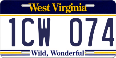 WV license plate 1CW074