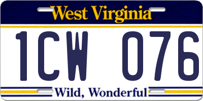WV license plate 1CW076