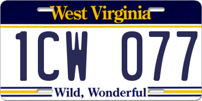 WV license plate 1CW077