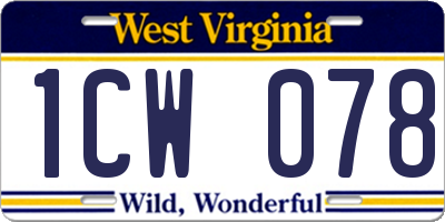WV license plate 1CW078
