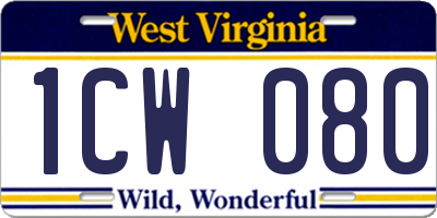 WV license plate 1CW080