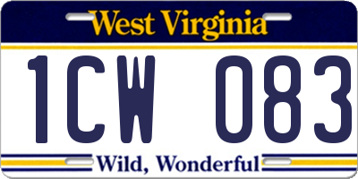 WV license plate 1CW083