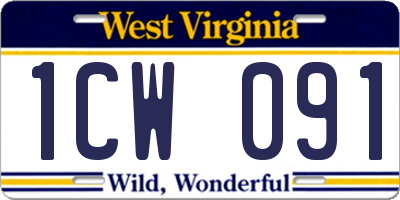 WV license plate 1CW091