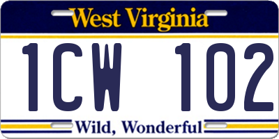 WV license plate 1CW102