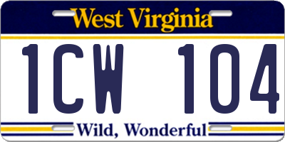 WV license plate 1CW104