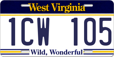 WV license plate 1CW105
