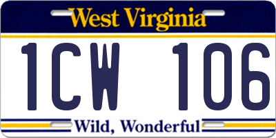 WV license plate 1CW106