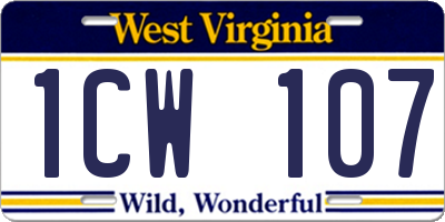 WV license plate 1CW107