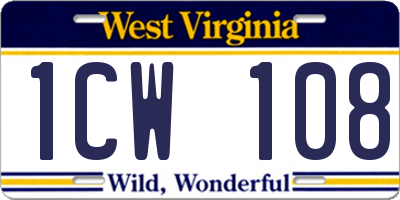 WV license plate 1CW108