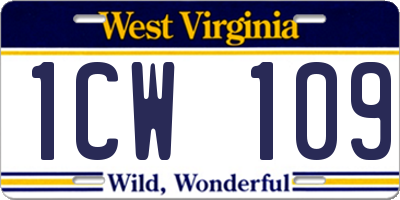 WV license plate 1CW109