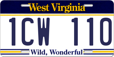 WV license plate 1CW110