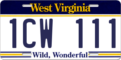 WV license plate 1CW111