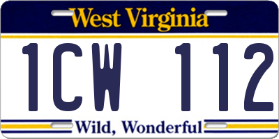 WV license plate 1CW112