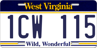WV license plate 1CW115