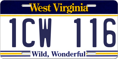 WV license plate 1CW116