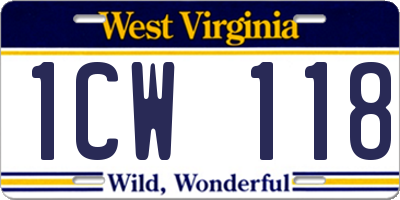 WV license plate 1CW118