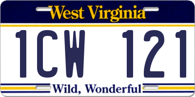 WV license plate 1CW121