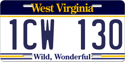 WV license plate 1CW130