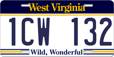 WV license plate 1CW132