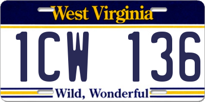WV license plate 1CW136