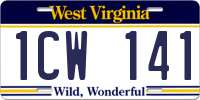 WV license plate 1CW141