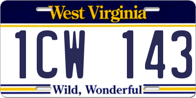 WV license plate 1CW143