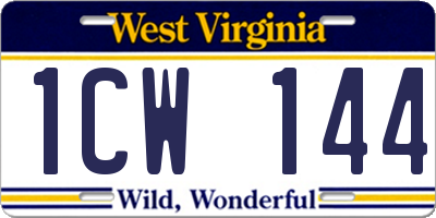 WV license plate 1CW144