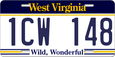 WV license plate 1CW148
