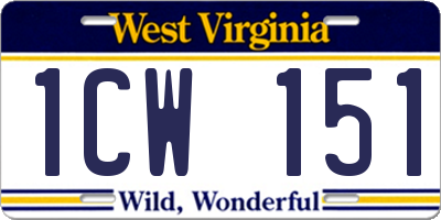 WV license plate 1CW151