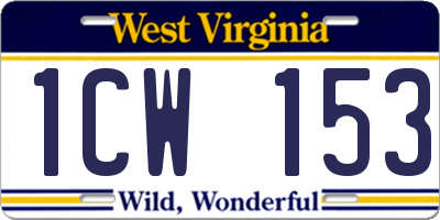 WV license plate 1CW153