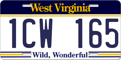 WV license plate 1CW165