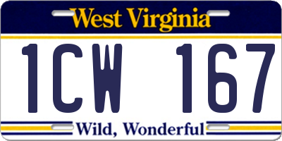 WV license plate 1CW167