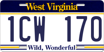 WV license plate 1CW170