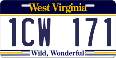 WV license plate 1CW171