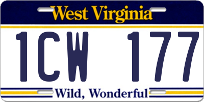 WV license plate 1CW177