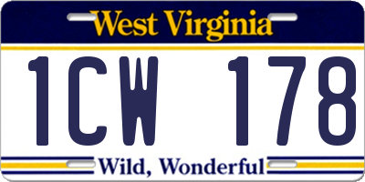 WV license plate 1CW178