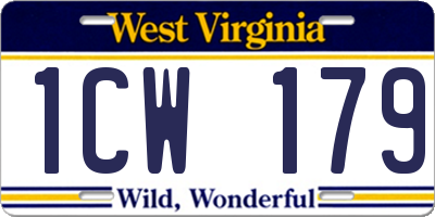 WV license plate 1CW179