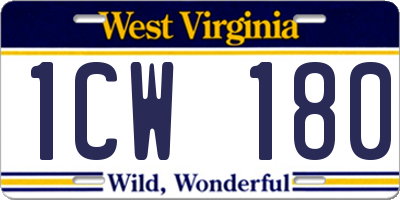 WV license plate 1CW180