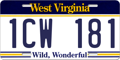 WV license plate 1CW181