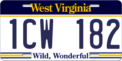 WV license plate 1CW182